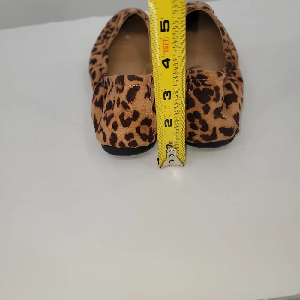 Torrid Scrunch Ballet Flats‎ Sz 8 W Animal Print Leopard Preppy Ballerina Shoes